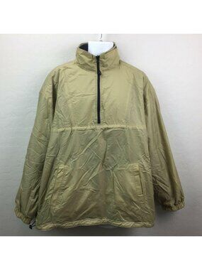 Cals Men's Pull Over Half Zip Windbreaker Jacket Light Beige Khaki Spring 2XL